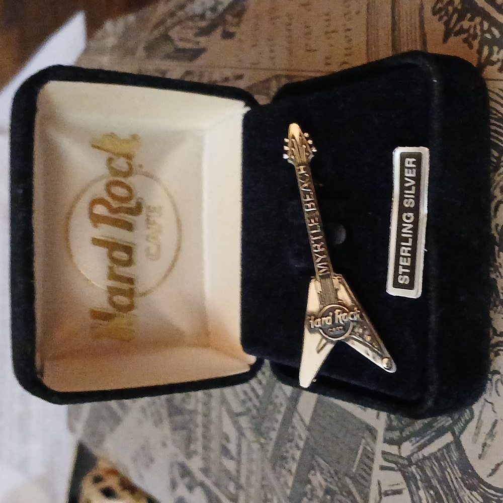 Hard Rock Cafe Silver Guitar Pin - Myrtle Beach